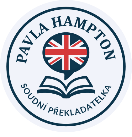 Pavla Hampton - kulaté logo soudní překladatelky a tlumočnice